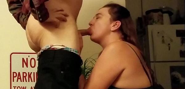  Cock sucking slut gives me a sloppy seconds blowjob after blowing stranger